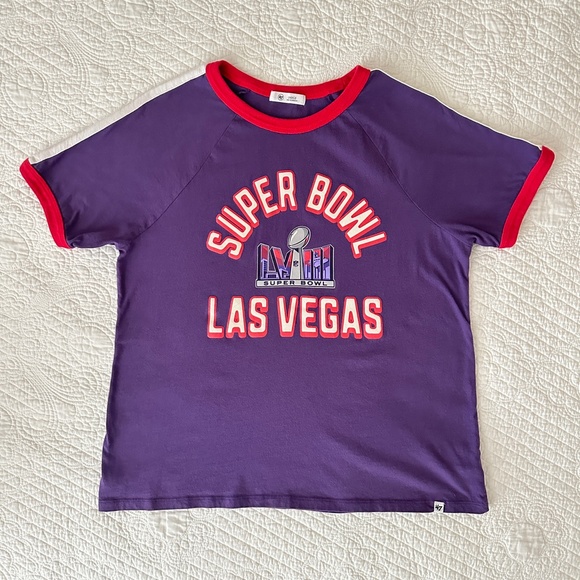 Super Bowl LVIII Las Vegas Ringer Tee T-Shirt '47 Brand 2024 Large - Picture 8 of 8